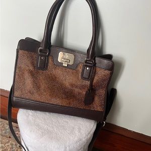 Cole Haan Vintage Valise Kendra Snow Leopard Calf Hair Satchel